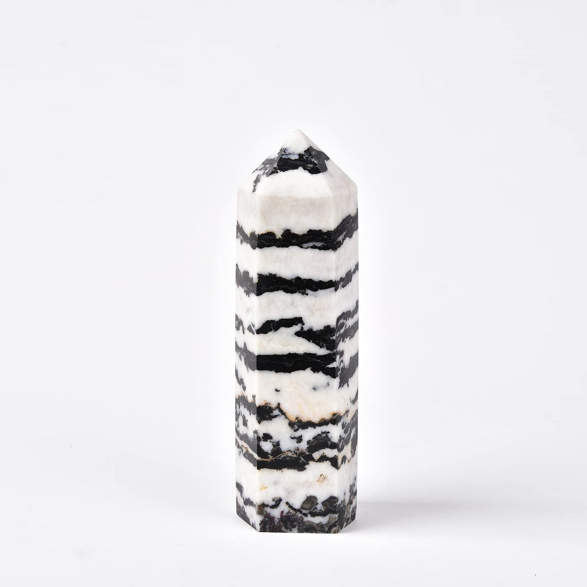 JIC Gem Zebra Quartz, baton à six faces pour méditation et équilibre intérieur.