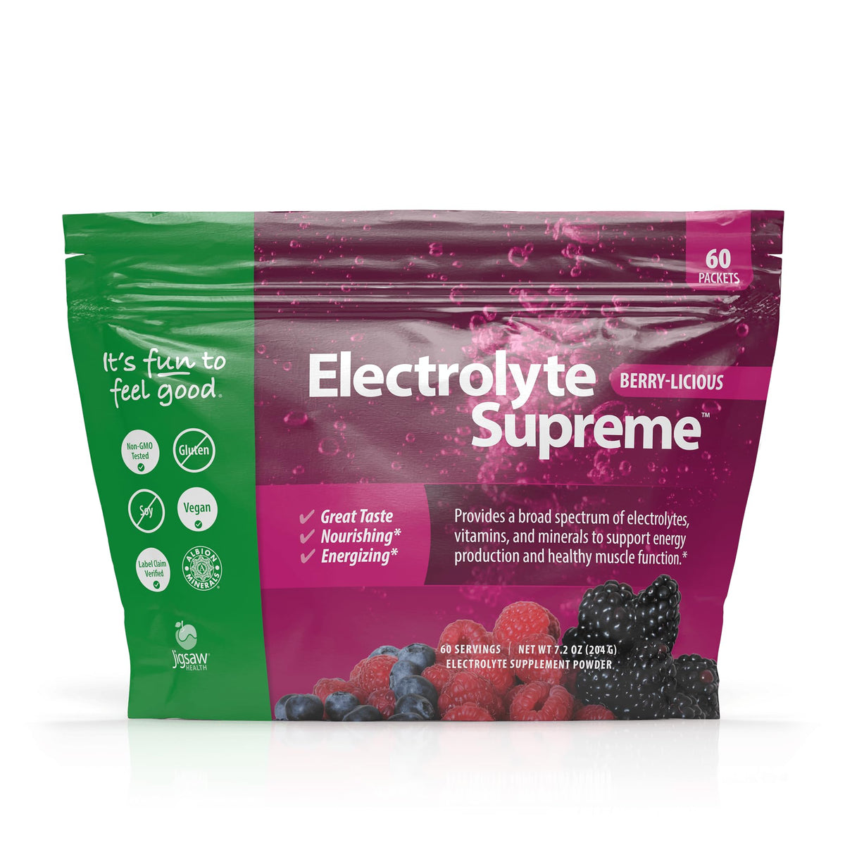 La bouteille Jigsaw Electrolyte Supreme saveur baie prête à hydrater après l’effort.
