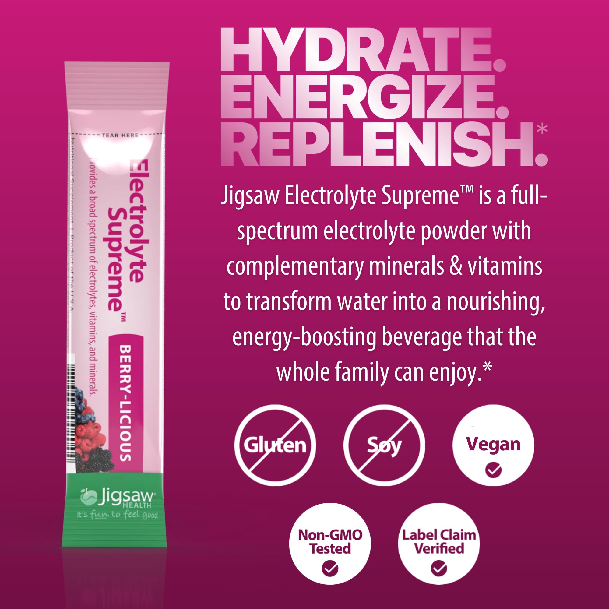 Le doseur intégré montre le mélange pratique avec Jigsaw Electrolyte Supreme.