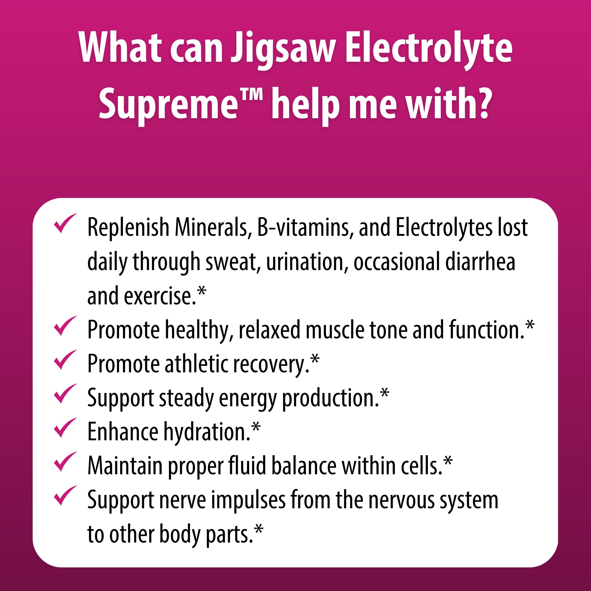 Emballage élégant Jigsaw Electrolyte Supreme sur le comptoir.