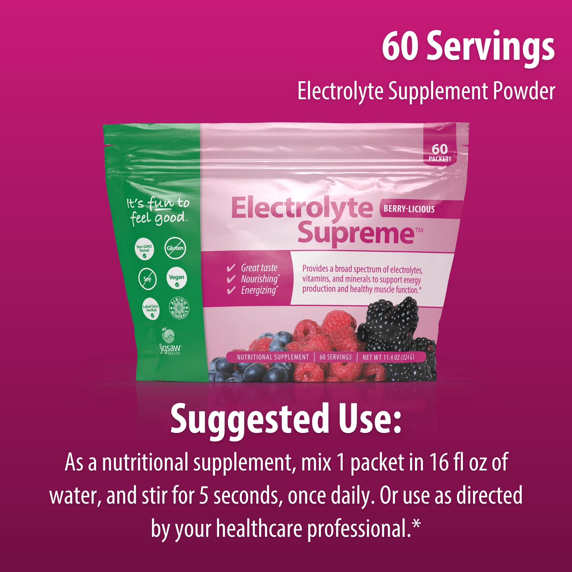 Ingrédients minéraux Jigsaw Electrolyte Supreme mentionnés sur l’étiquette.