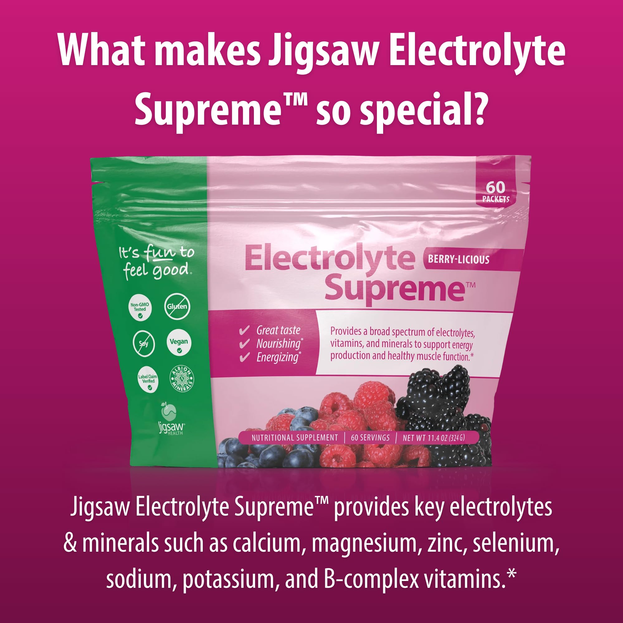 Verre prêt avec Jigsaw Electrolyte Supreme, mélange clair et appétissant.