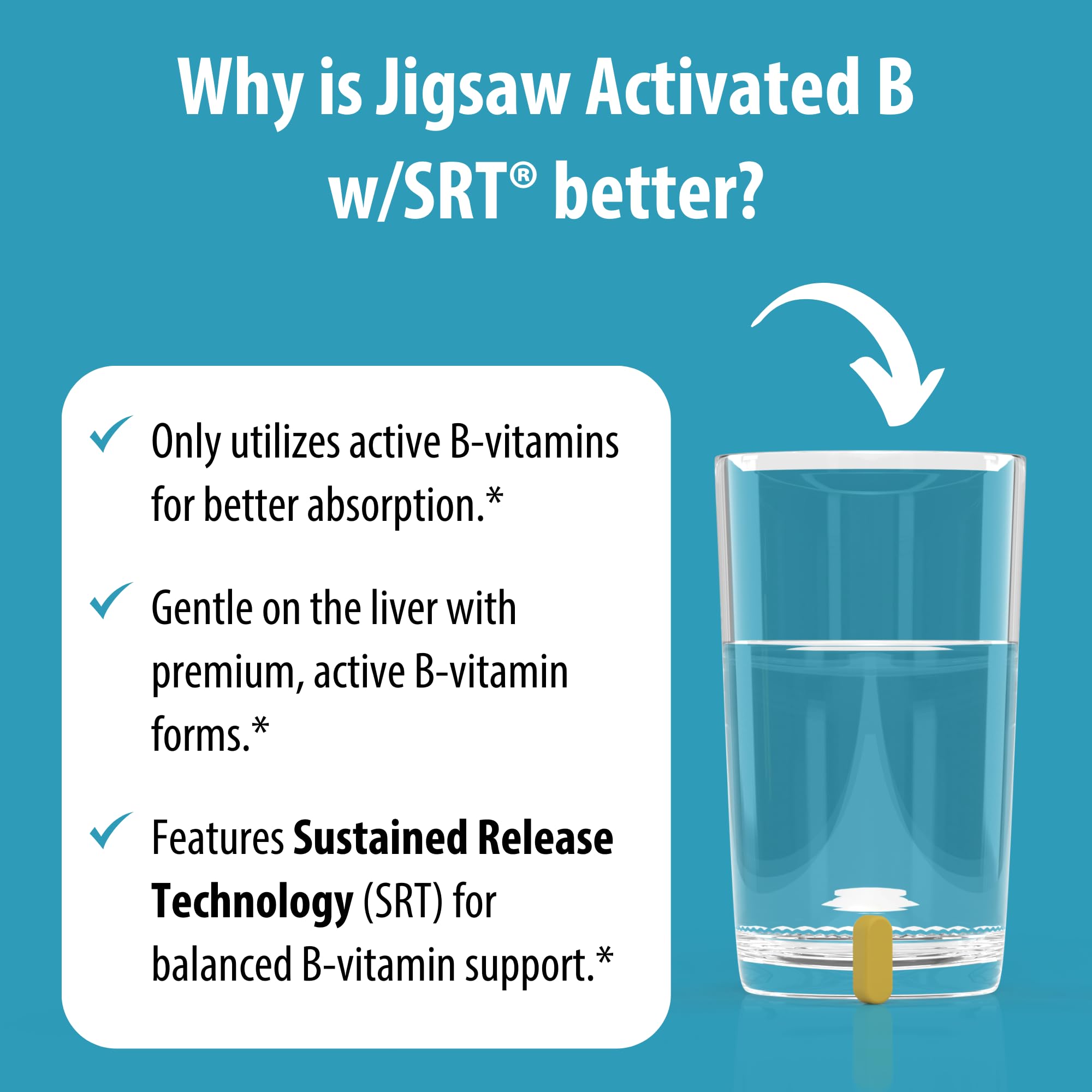 Jigsaw Health Activated B w/SRT — dose quotidienne pour soutenir l'énergie naturelle