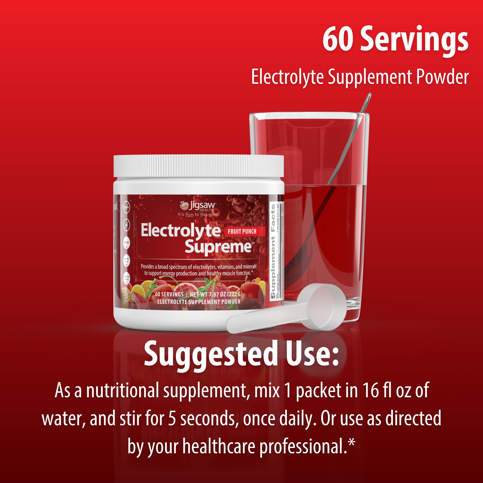 Jigsaw Health Electrolyte Supreme design et qualité, formulation transparente et efficace.