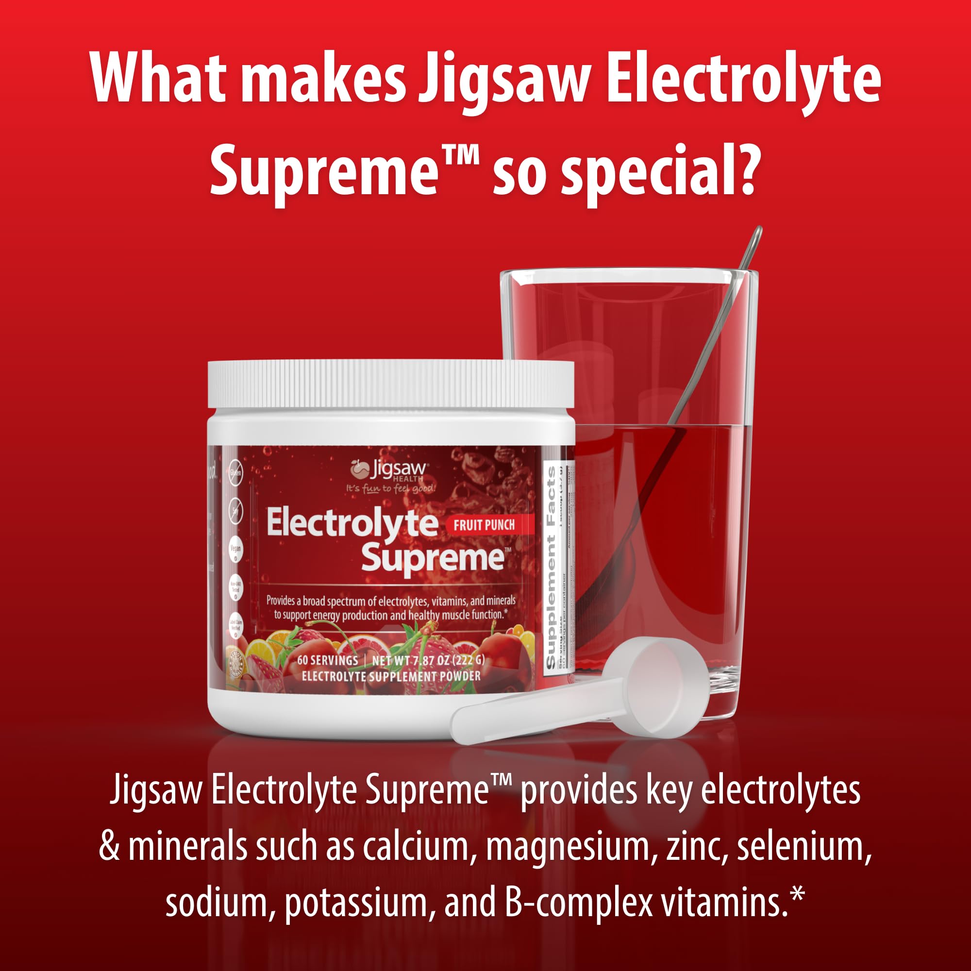 Jigsaw Health Electrolyte Supreme formule Keto sans sucre pour le quotidien.
