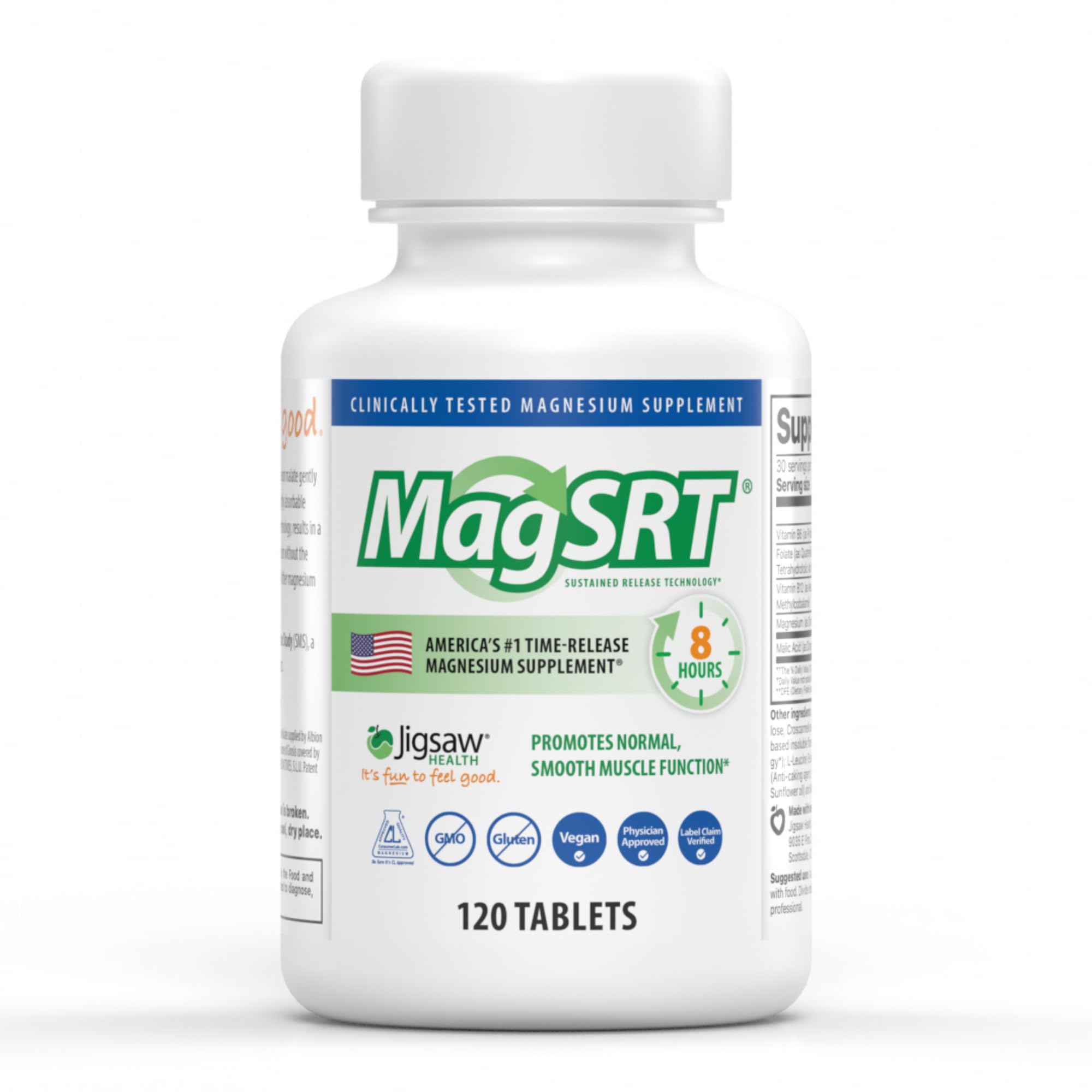 Boîte Jigsaw Health MagSRT montrant les comprimés pour énergie et détente.