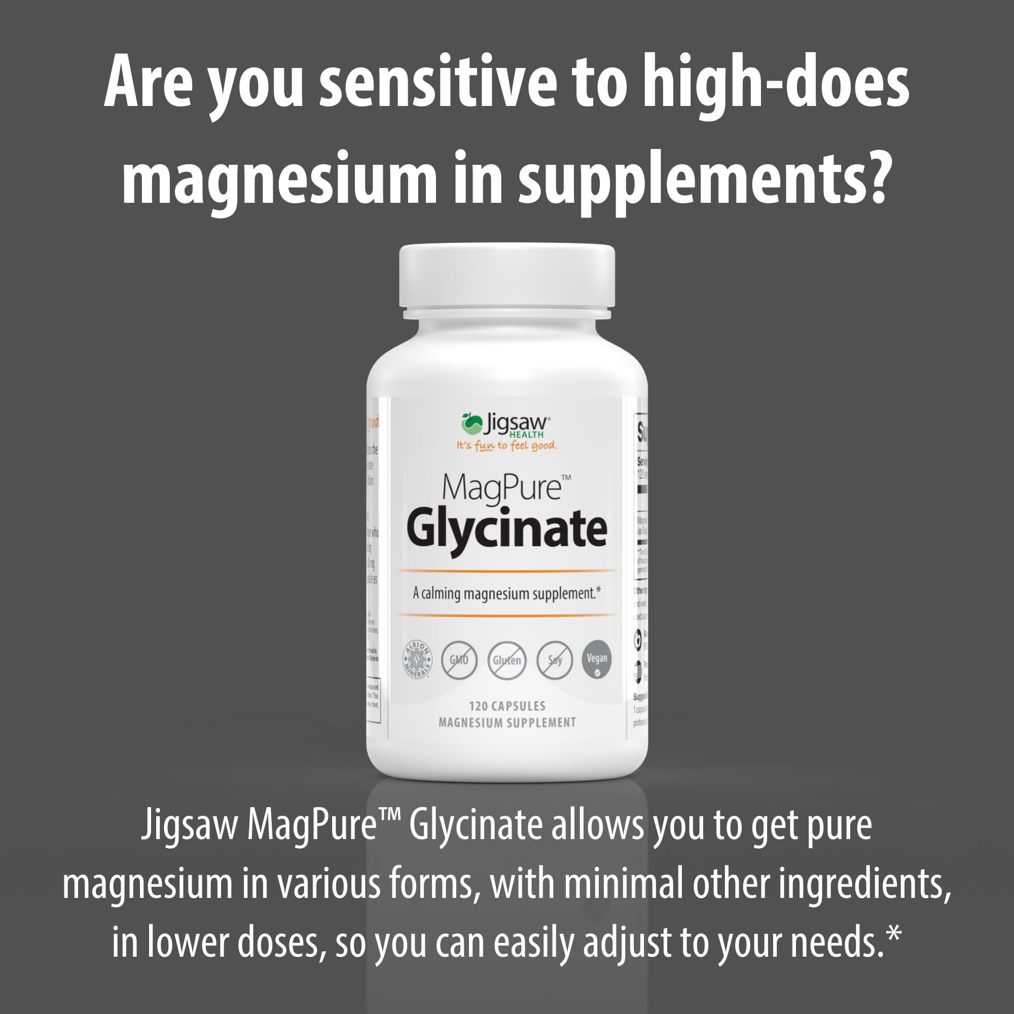 MagPure Glycinate — verso de l’emballage avec détails et proportions.