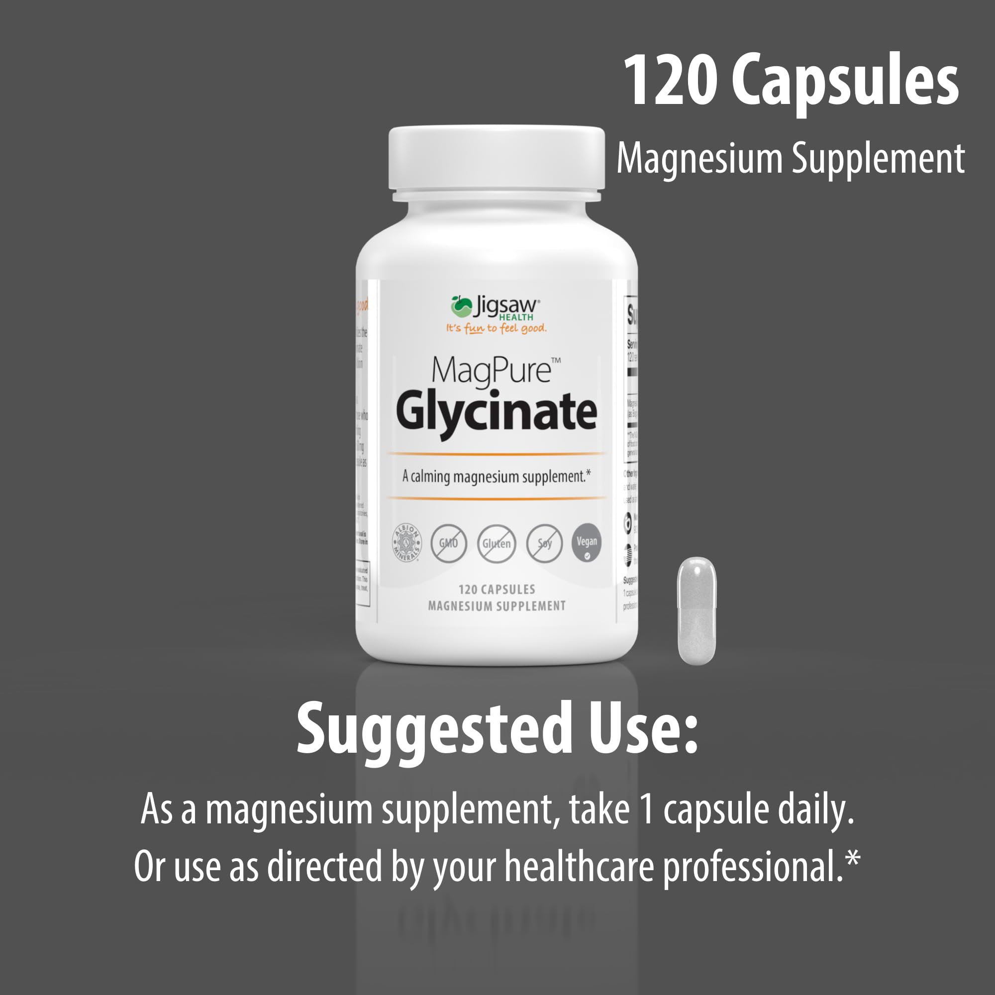 Jigsaw Health MagPure Glycinate — utilisation quotidienne simple et pratique pour votre bien-être.