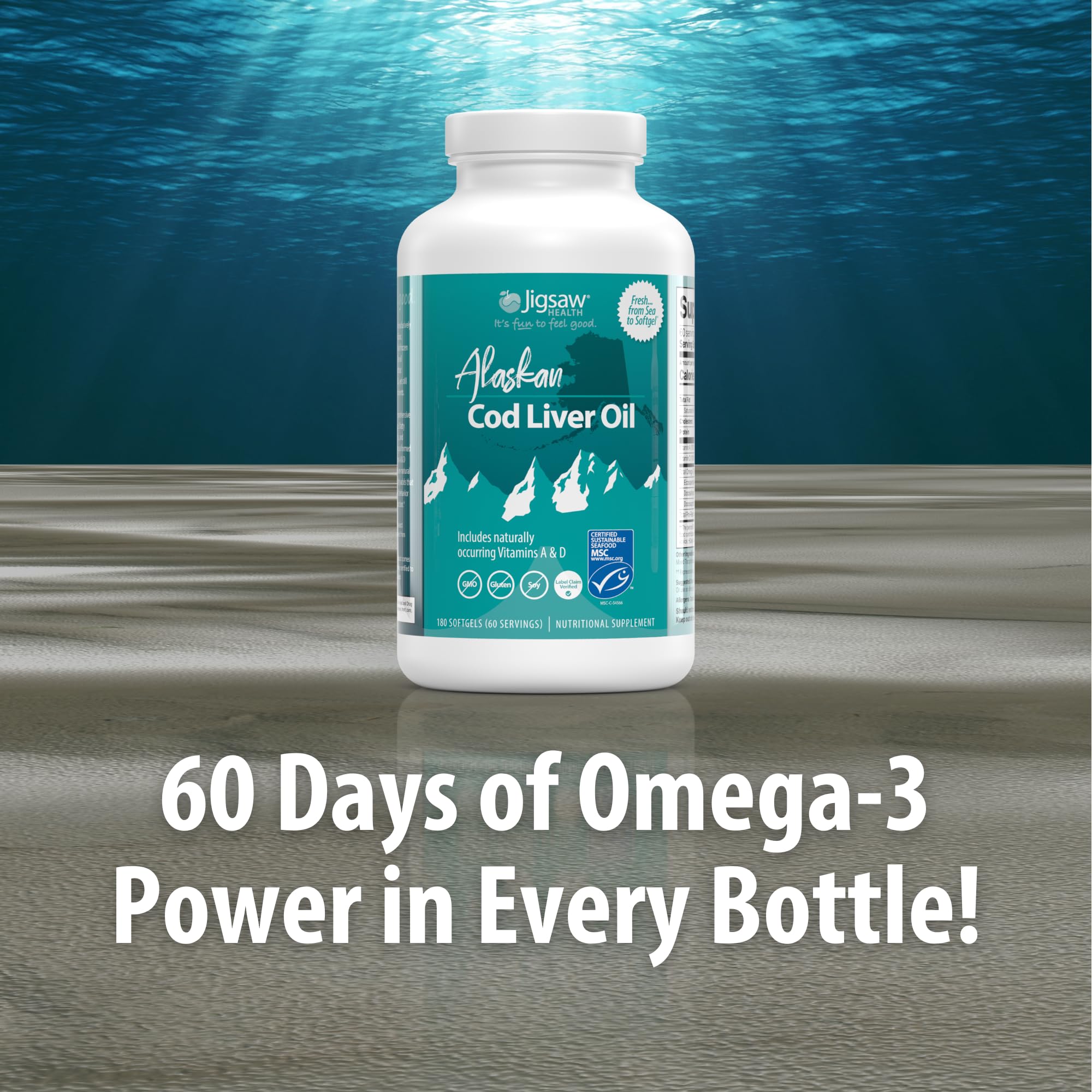 Capsules oméga-3 Jigsaw Health Alaskien 900 mg — pour l'apport quotidien en oméga-3