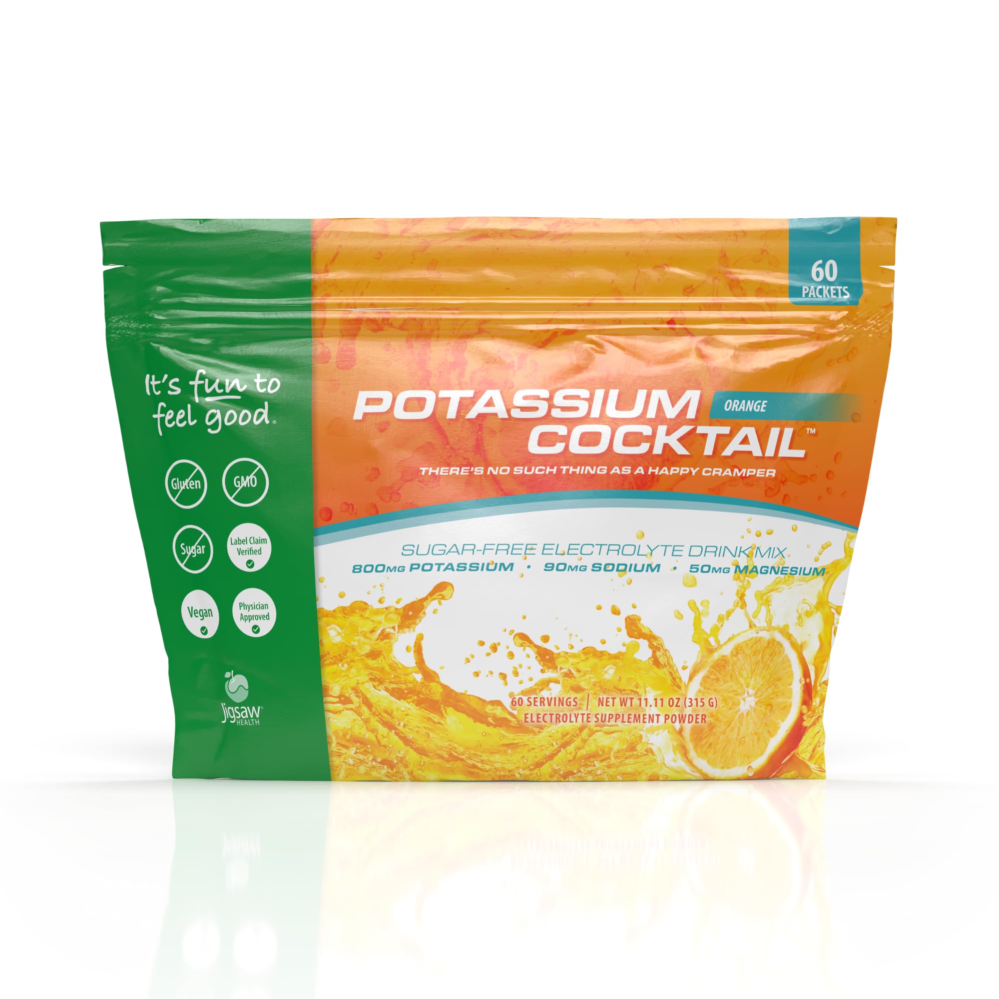 Jigsaw Health Potassium Cocktail - bouteille orange, hydratation sportive pratique.