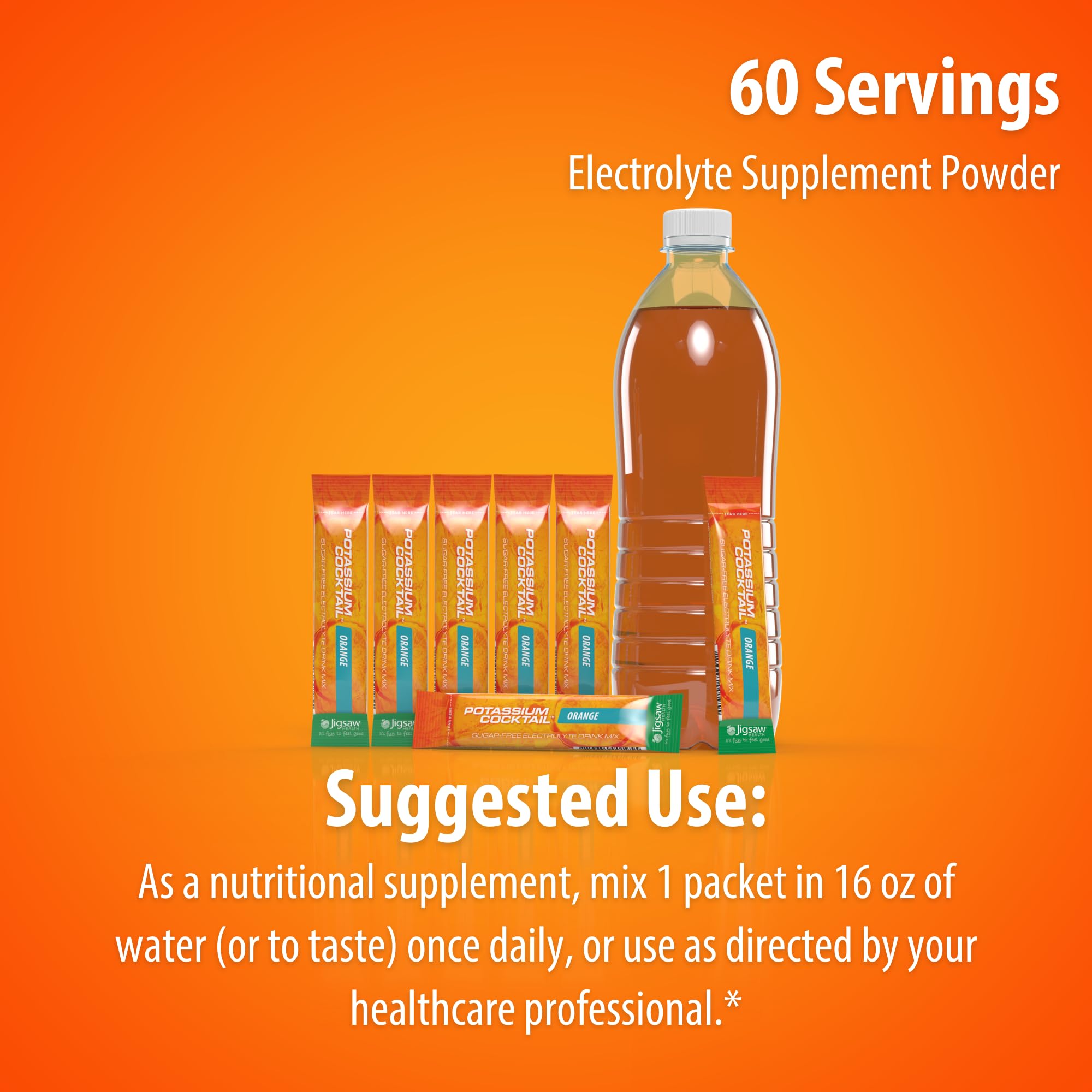 Jigsaw Health Potassium Cocktail - goût orange, boisson électrolytique pratique.