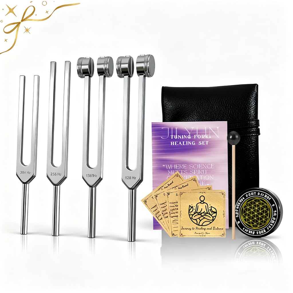 JILYUN diapasons ensemble, coffret complet, idéal pour méditation et équilibre énergétique.