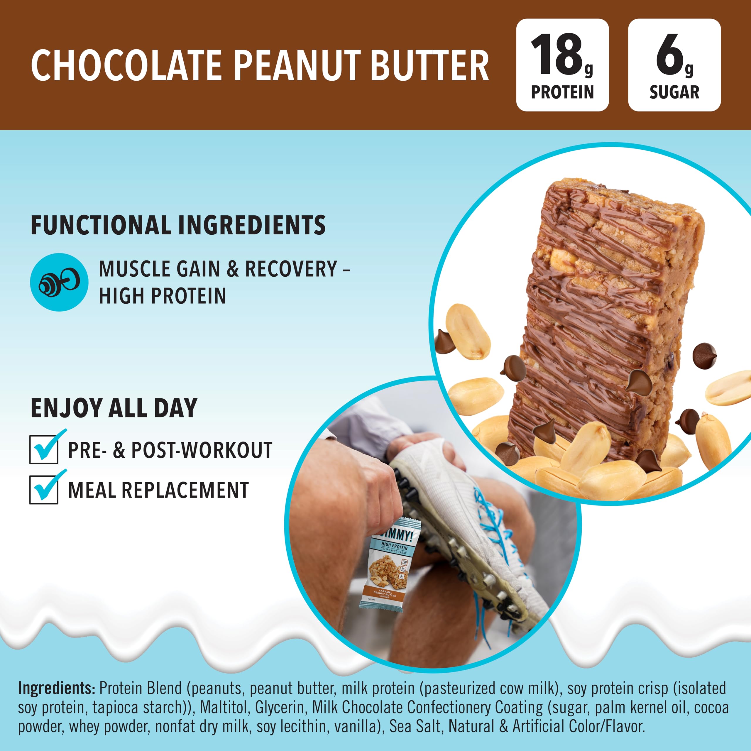 JimmyBar 18g proteine et 6g sucre, encas pratique.