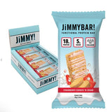 Jimmybar Barres protéinées Strawberry Cookies 'n Cream – emballage pratique pour collation rapide.