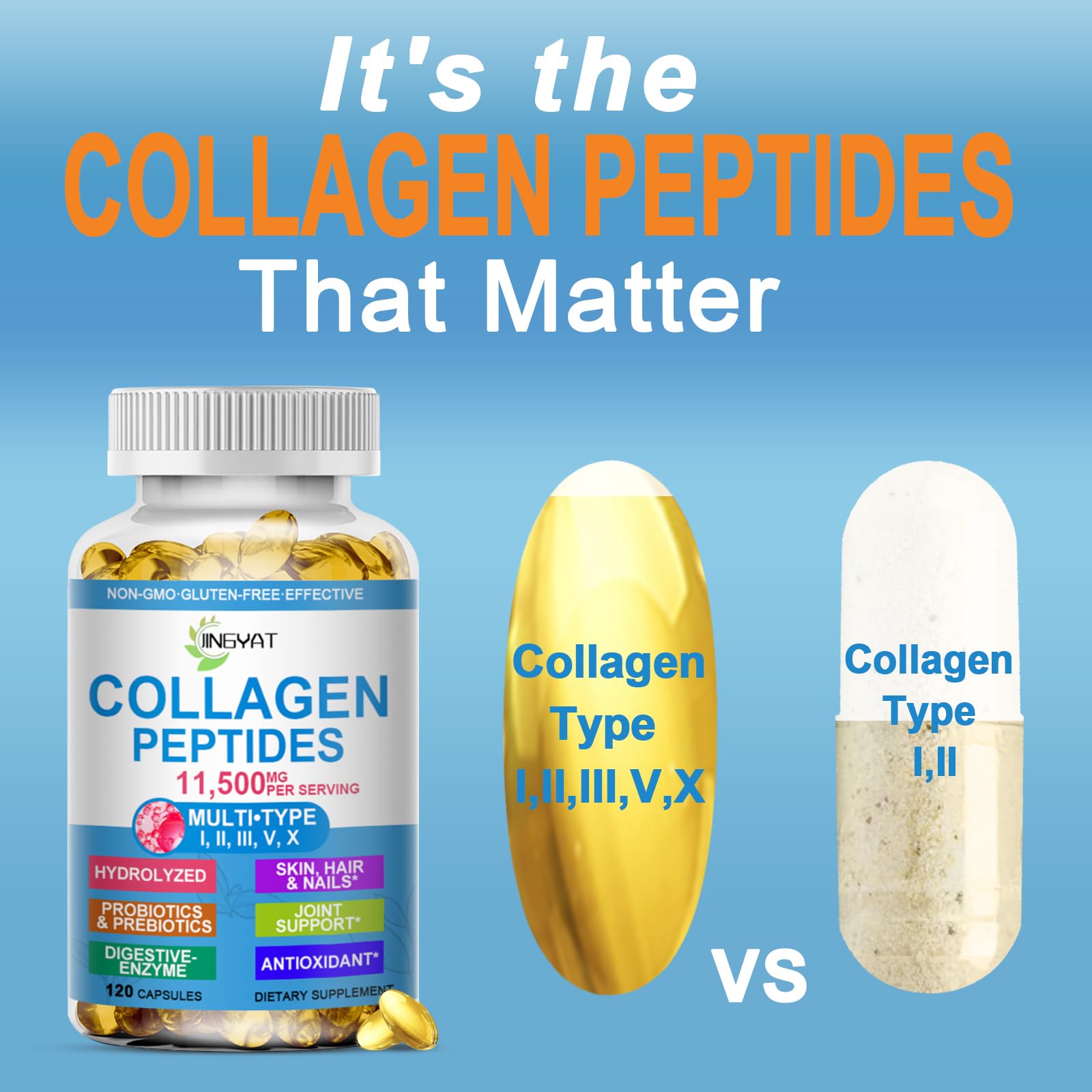 JINGYAT Collagène Softgels mélange antioxydants pour la peau