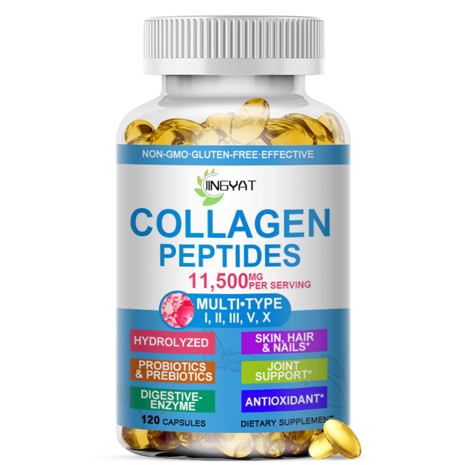 JINGYAT Collagène Softgels peau-cheveux-ongles pour un éclat sain