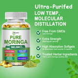 JINGYAT Moringa Softgels : étiquette bio visible pour l'origine naturelle du produit