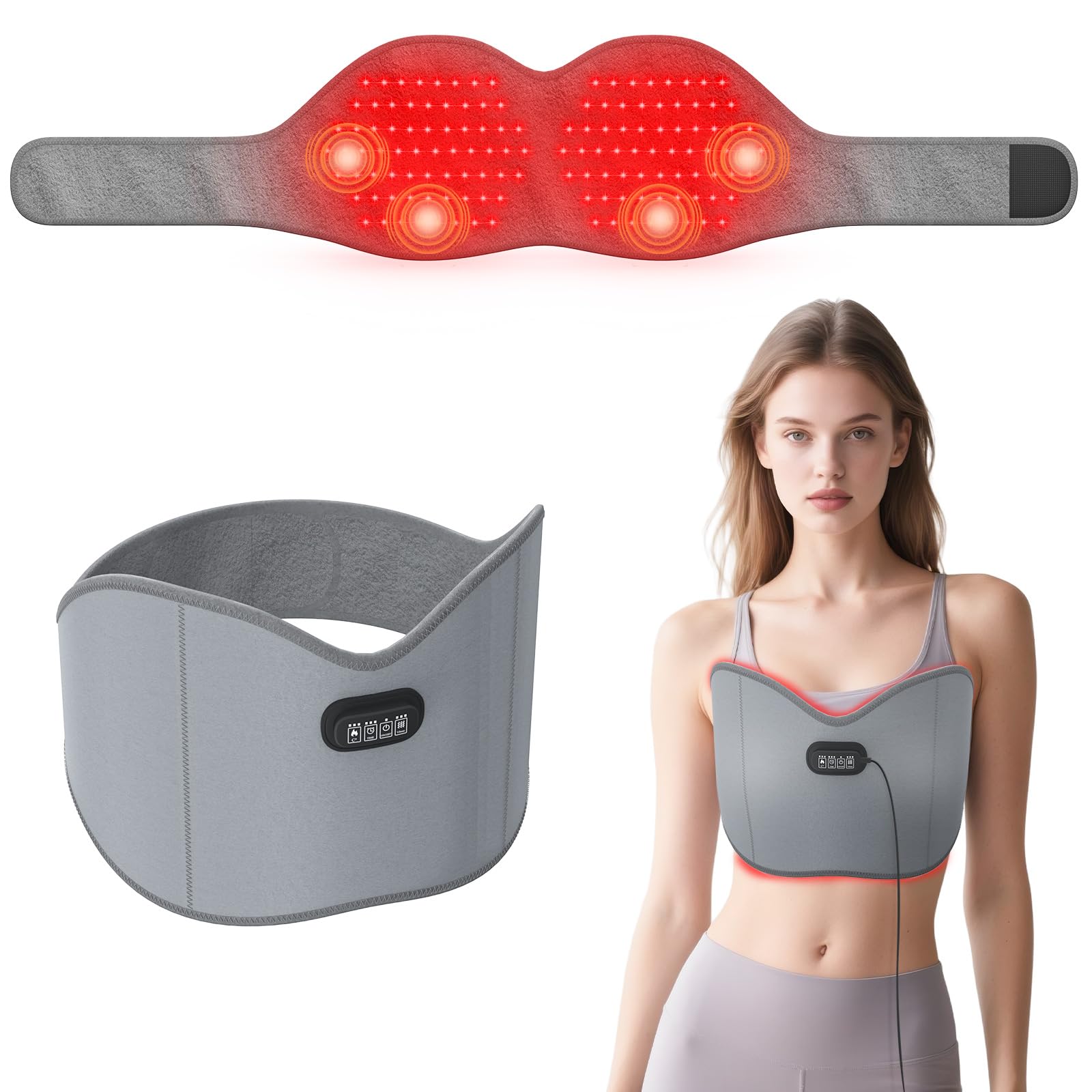 Jitesy Ceinture thérapie lumière rouge avant, soulagement potentiel du confort mammaire.