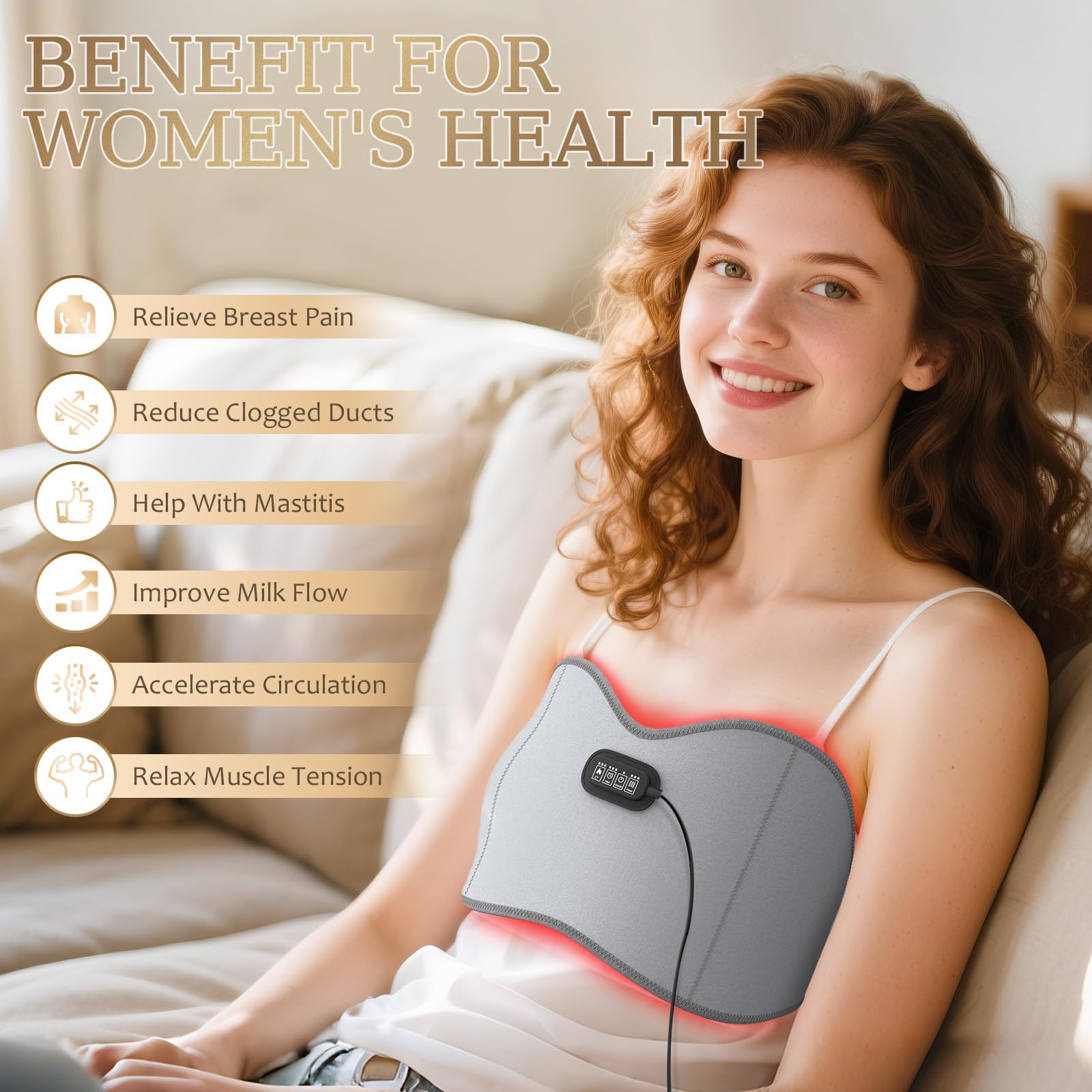 Jitesy Ceinture lumière rouge côté dos, massage et chaleur apaisants.