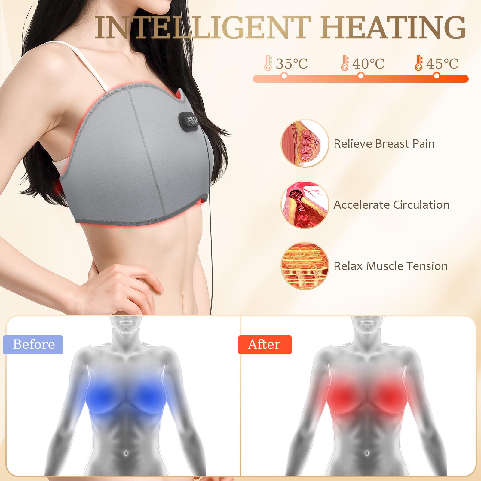 Jitesy Ceinture lumière rouge, quatre moteurs et massage profond.