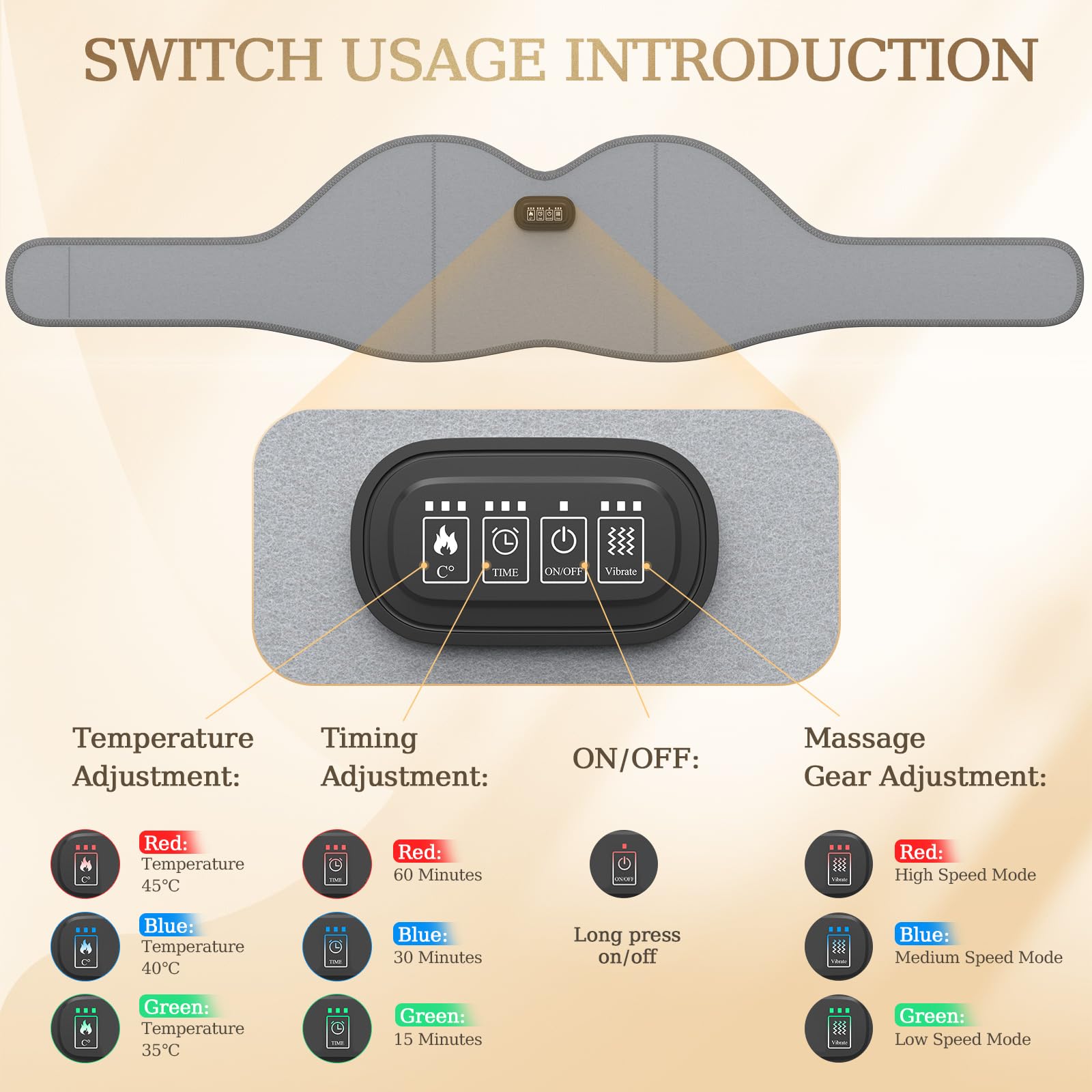 Jitesy Ceinture lumière rouge port USB sans fil et pratique.
