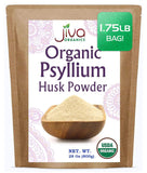 Jiva Organics poudre psyllium, emballage pratique, fibres faciles à doser.