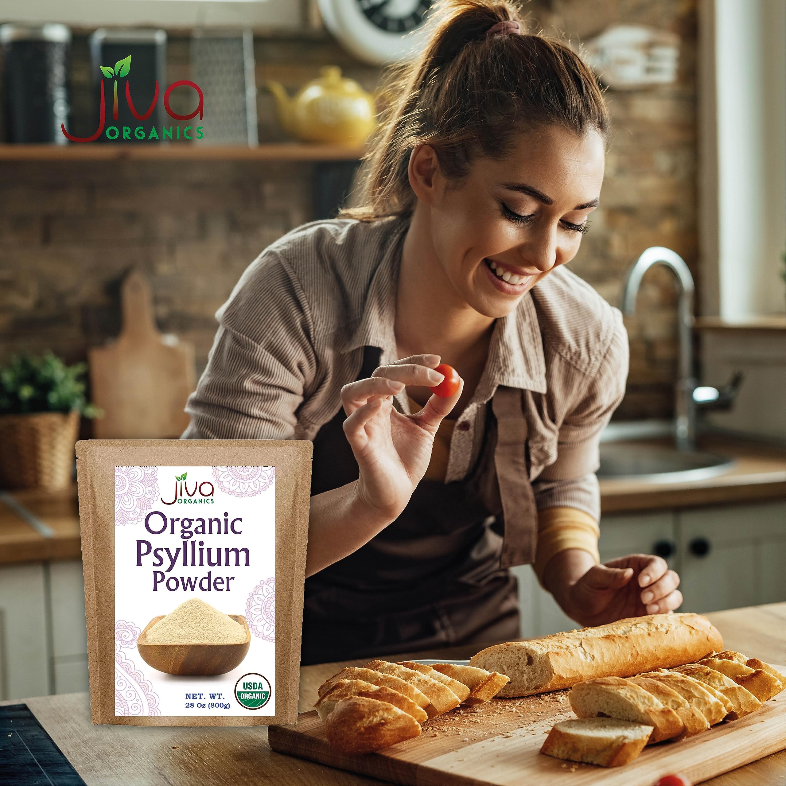 Gâteau sans gluten amélioré en fibres avec la poudre psyllium.