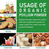 Smoothies riches en fibres grâce au psyllium Jiva Organics.