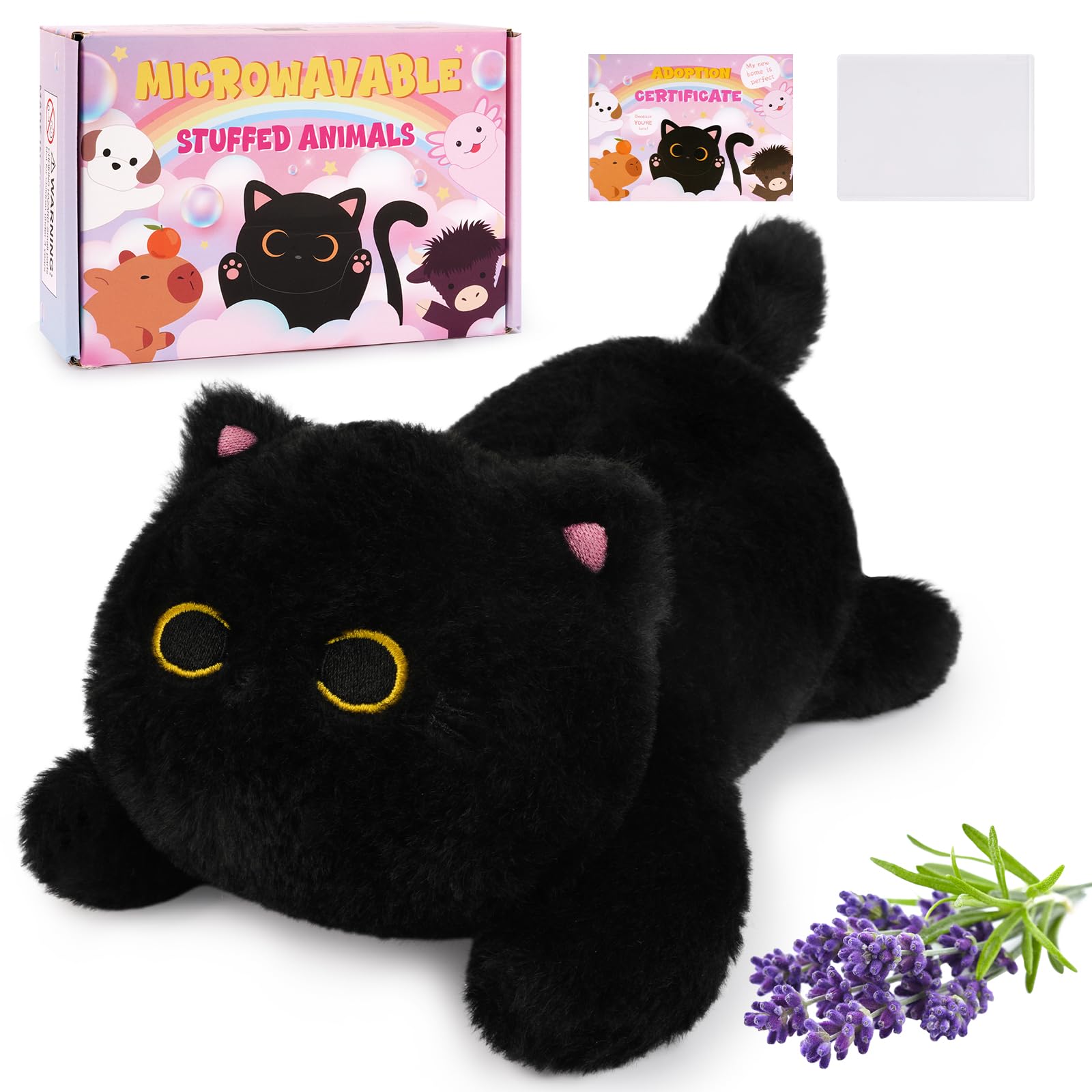 Peluche chauffante JIZWPOOM chat noir pour un réconfort chaleureux