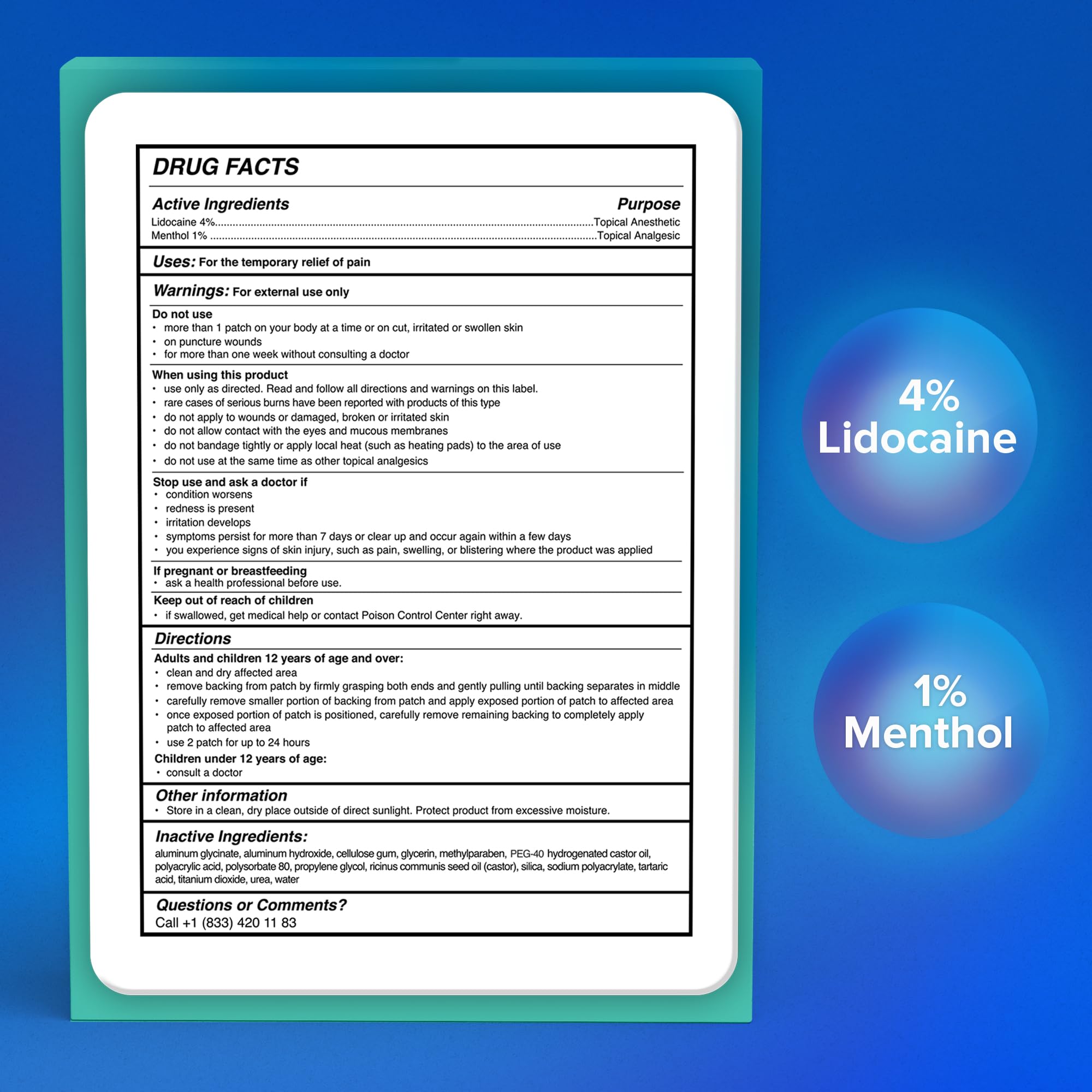 JJ CARE patch lidocaïne chaleur rapide – menthol pour un confort durable.