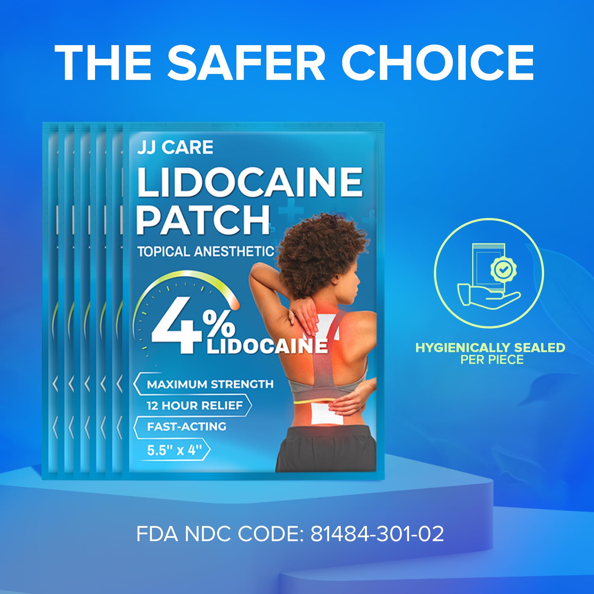 JJ CARE patch lidocaïne utilisation facile – application simple et sans résidu.
