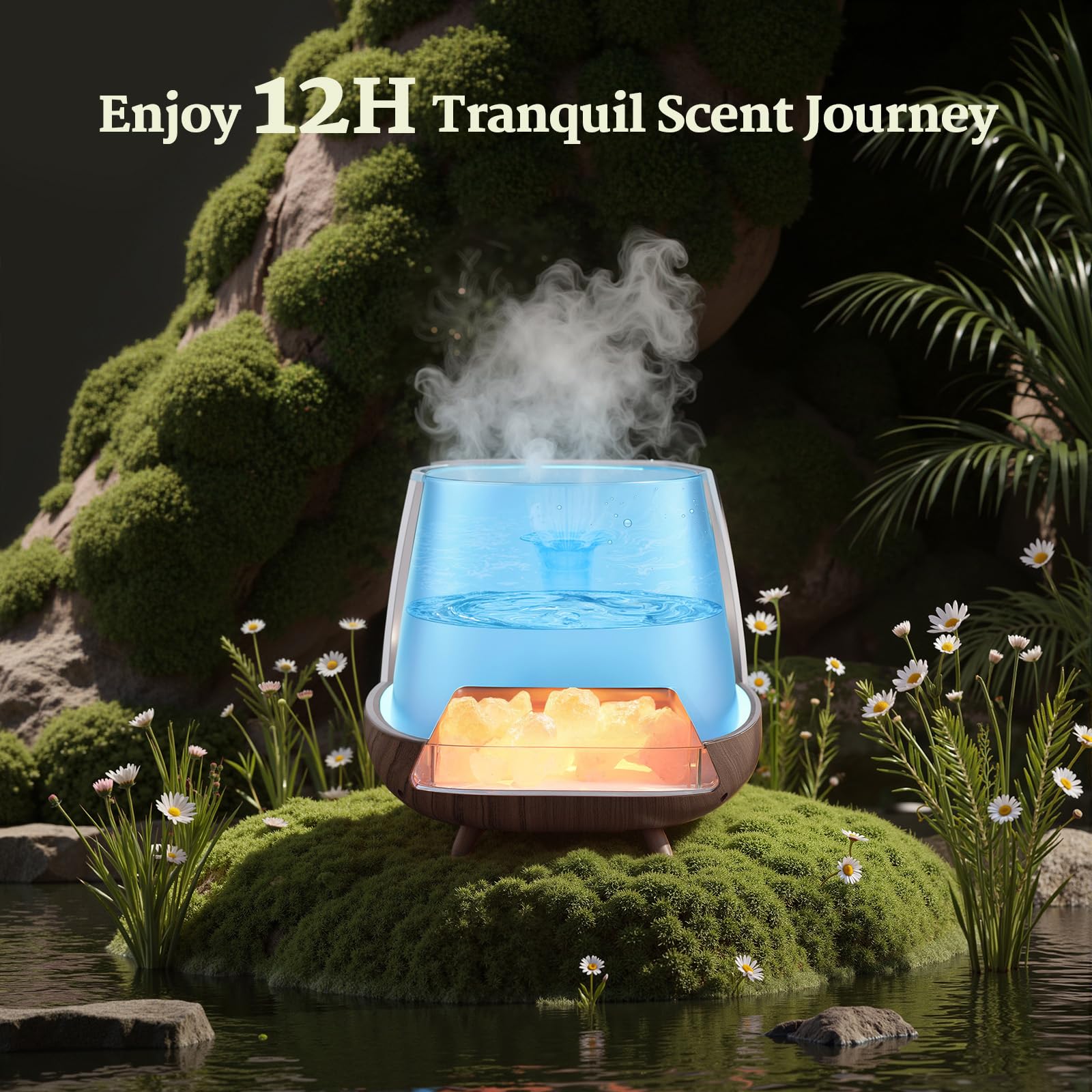 Ambiance LED douce du JJNJJN, idéale pour détente et travail.