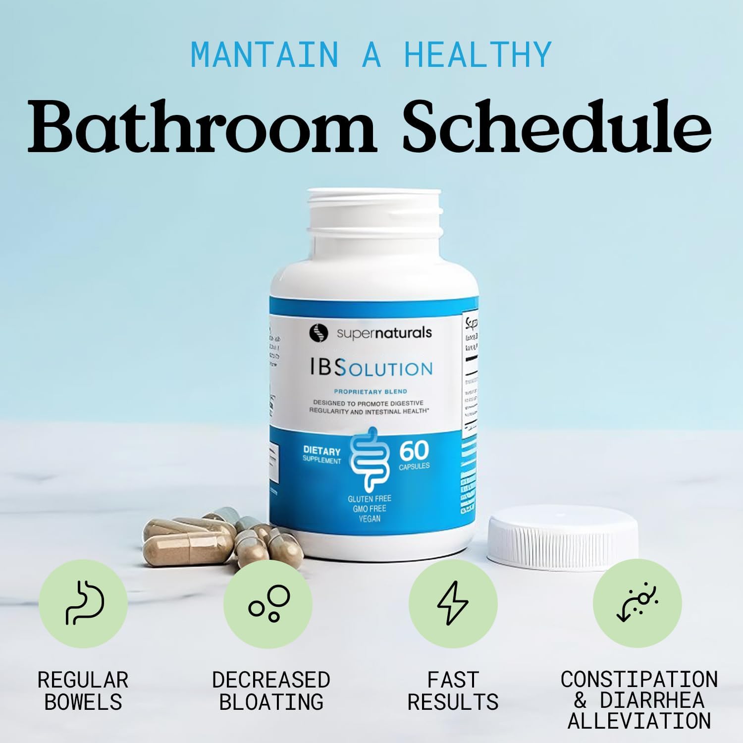 IBSolution par JLM NUTRITIONALS, utilisation matin et soir pour le soutien intestinal