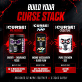 Design élégant The Curse! sur emballage noir et violet