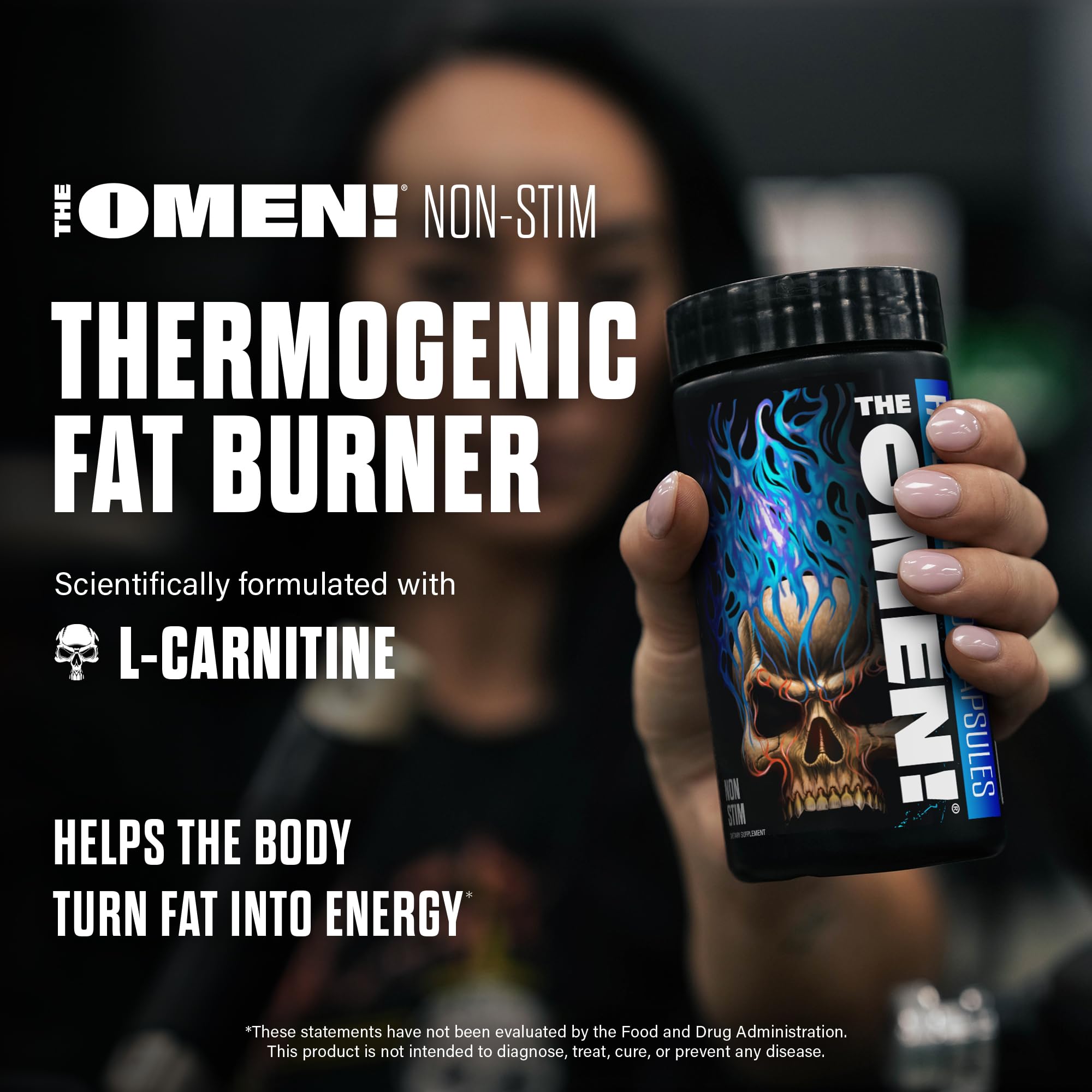 Étiquette du The Omen non-stimulant par JNX SPORTS, informations claires et usage.