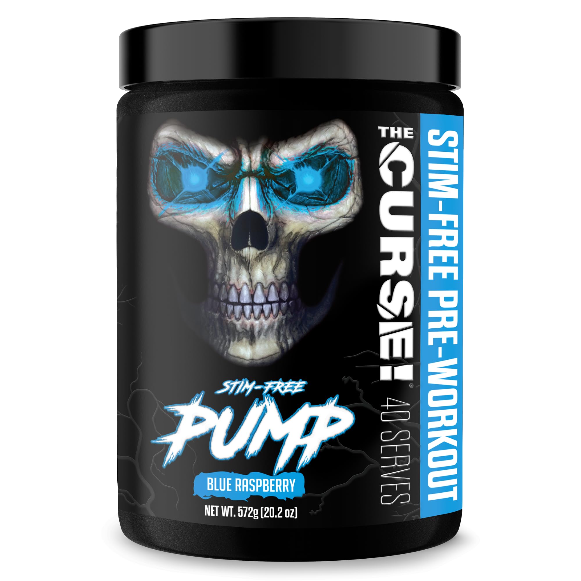 The Curse! Pump de JNX SPORTS sur une bouteille framboise bleue prête à l'entraînement.