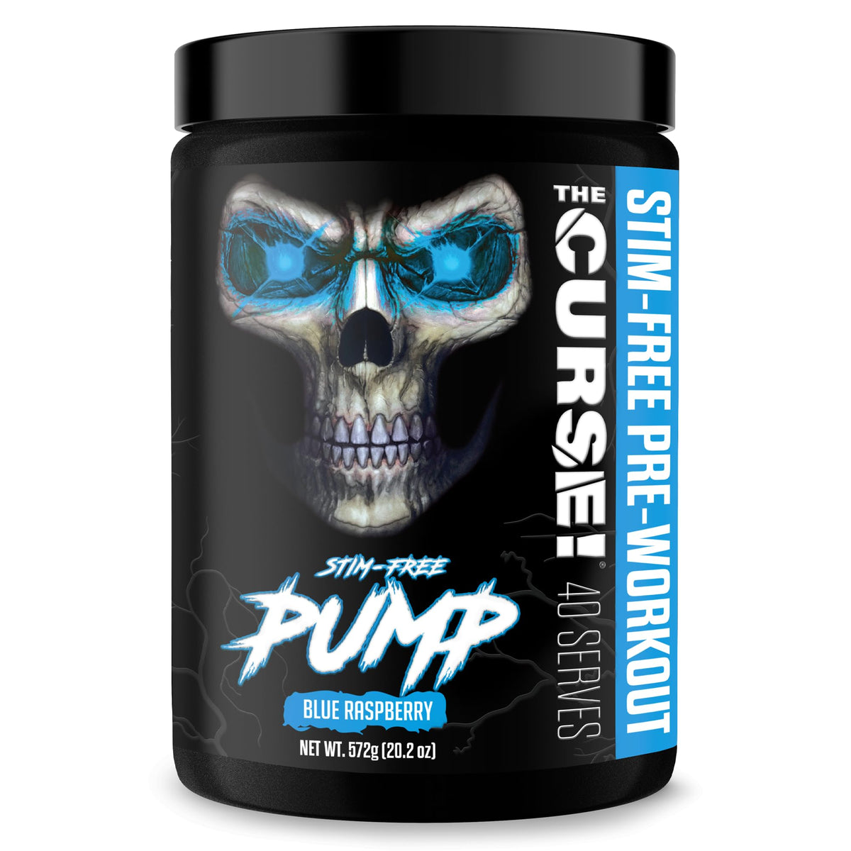 The Curse! Pump de JNX SPORTS sur une bouteille framboise bleue prête à l'entraînement.