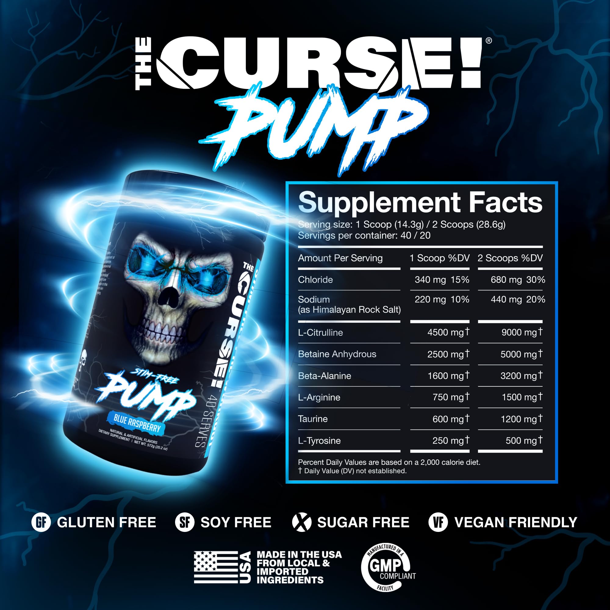 The Curse! Pump oxyde-nitrique révèle une formule sans caféine favorisant la concentration.