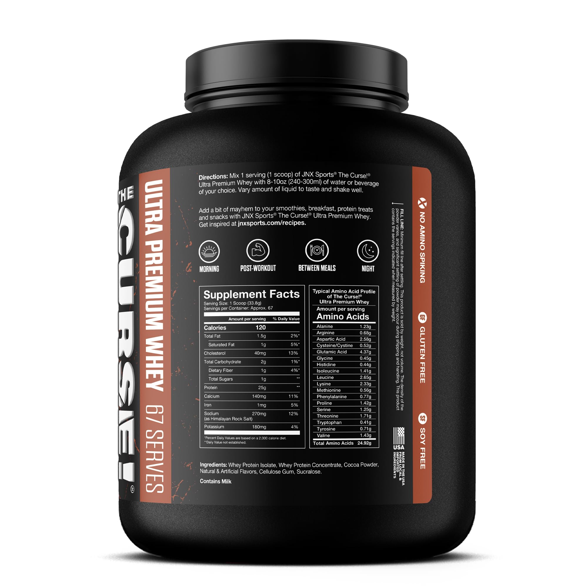 JNX SPORTS The Curse Whey Double Chocolat etiquette du produit montre informations utiles