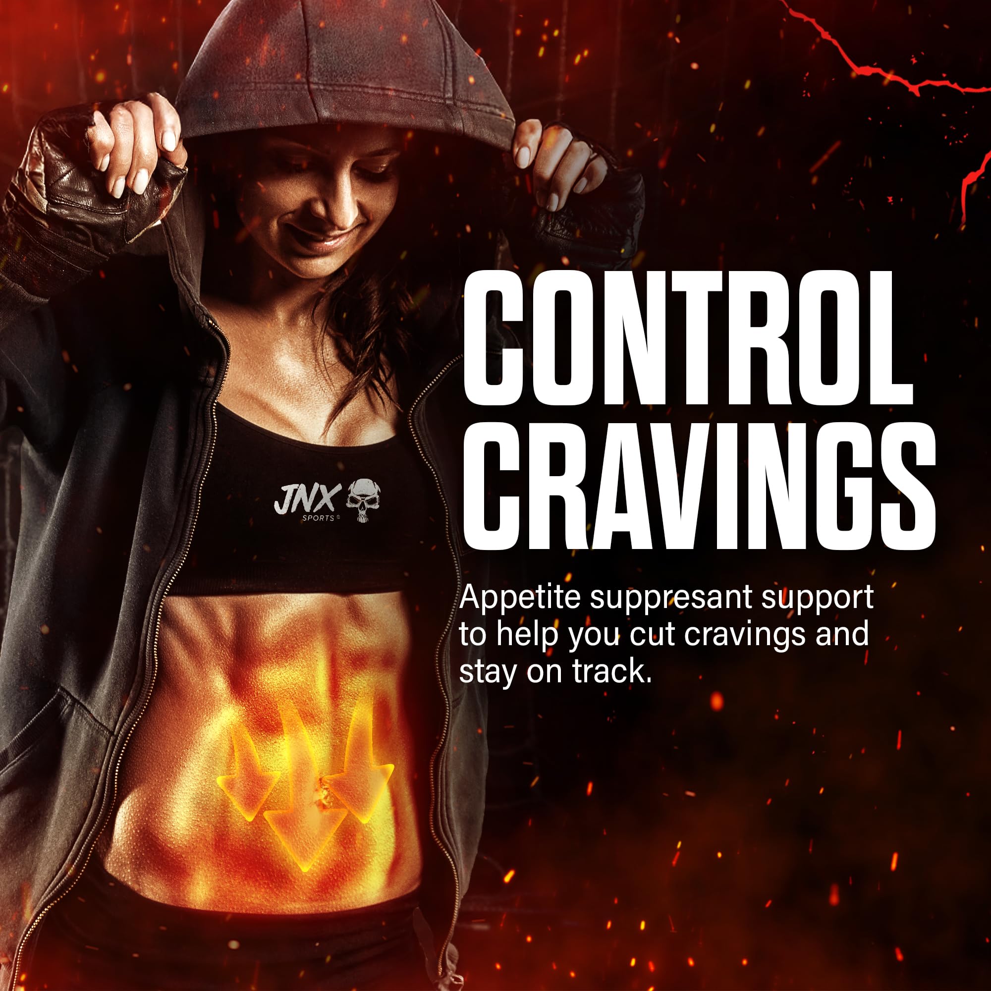 JNX SPORTS The Omen! – ingrédients clés Caféine et L-Carnitine pour le métabolisme.