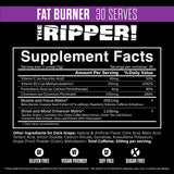 Étiquette The Ripper affichant les informations nutritionnelles et ingrédients.