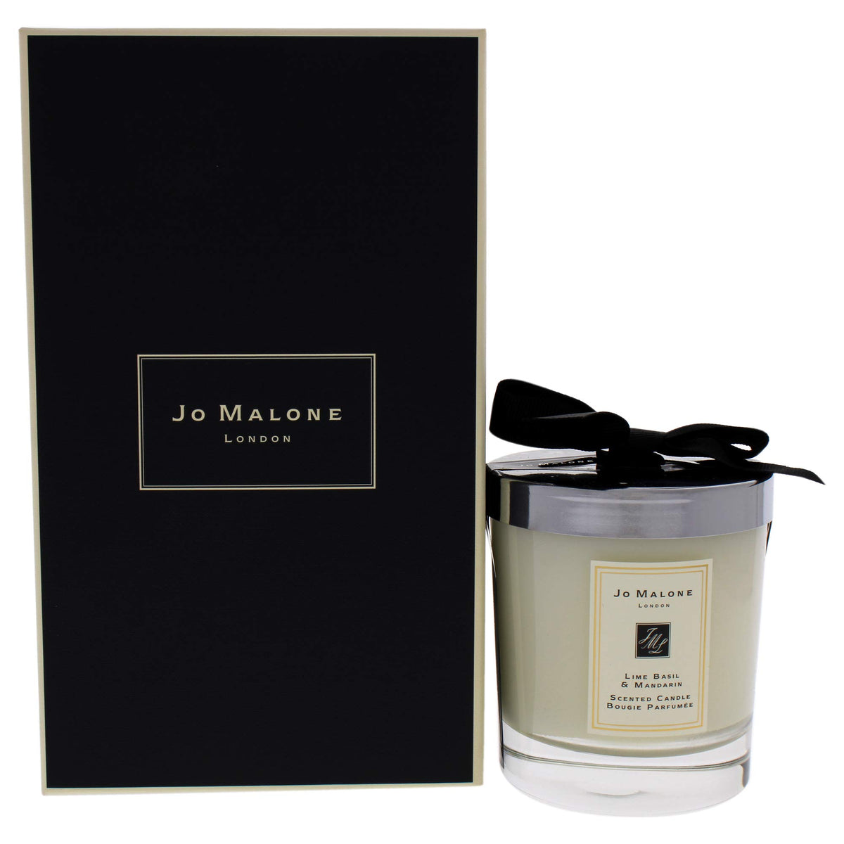 Bougie Jo Malone Lime Basil Mandarine, parfum frais et élégant pour salon.