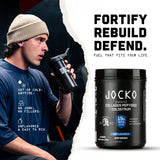 Jocko Fuel Collagène + Colostrum – athlète en entraînement, récupération potentielle.