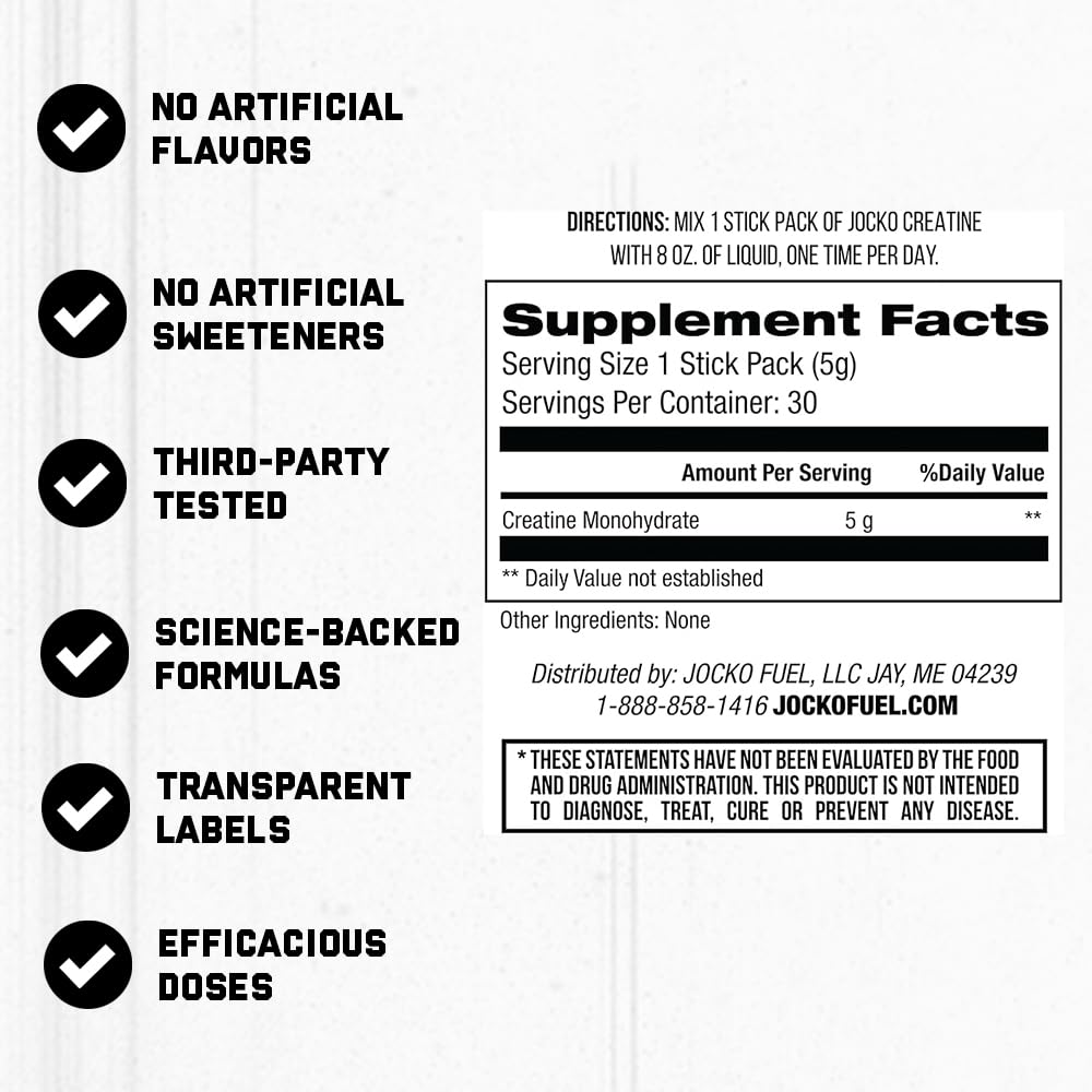 Jocko Fuel Créatine Stick Packs – dose portable, idéal pour les séances en déplacement.