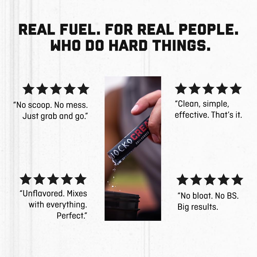 Jocko Fuel Créatine Stick Packs – format 150 g, solution pratique pour l'entraînement.