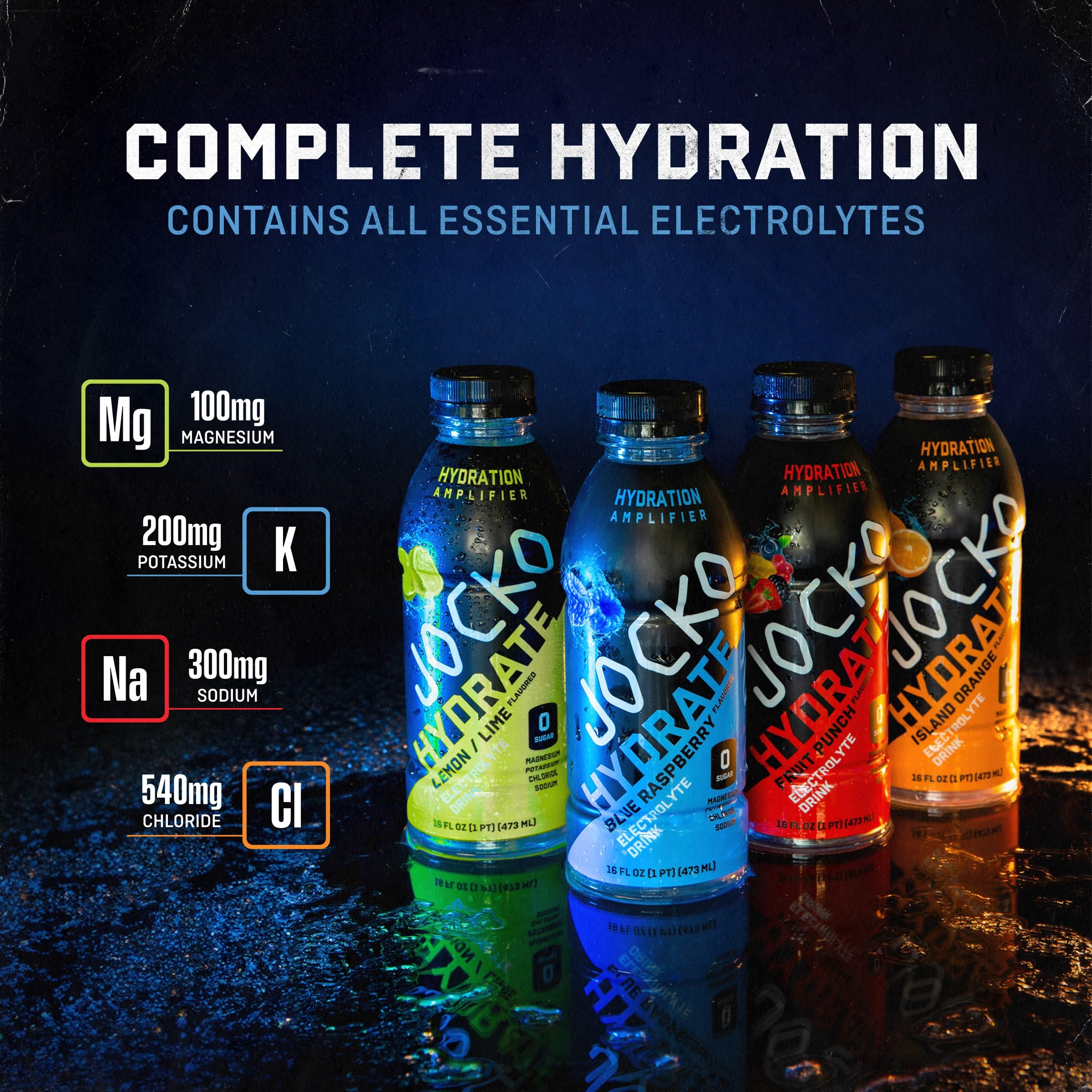 Étiquette et emballage Jocko Fuel Hydrate montrant les ingrédients.