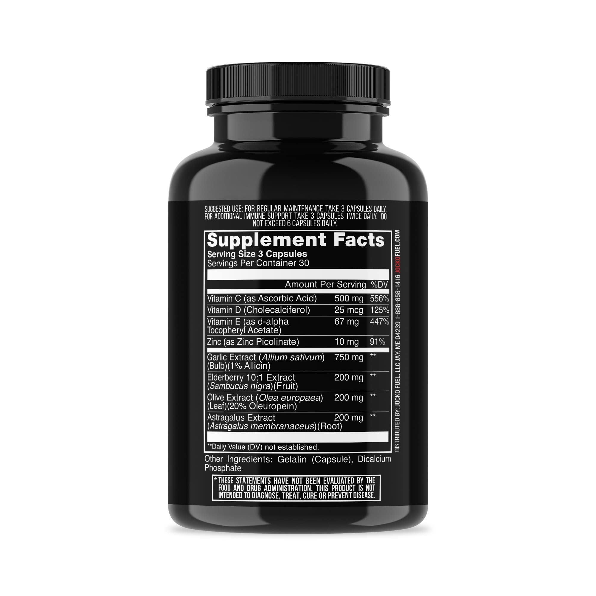 Jocko Fuel Immunité Zinc et Vitamine C: soutien quotidien potentiel.