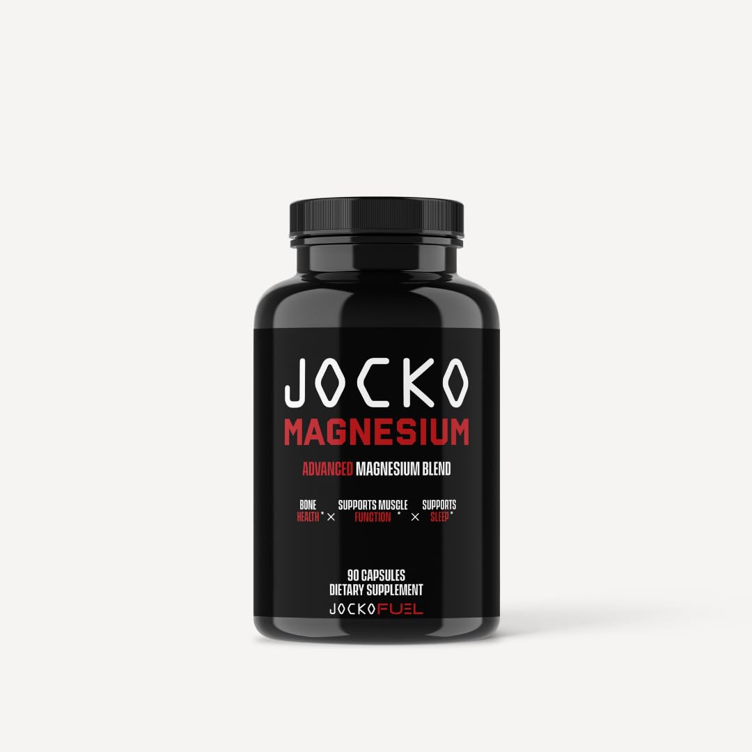 Jocko Fuel Magnésium Complexe visible dans une bouteille, soutien musculaire potentiel.