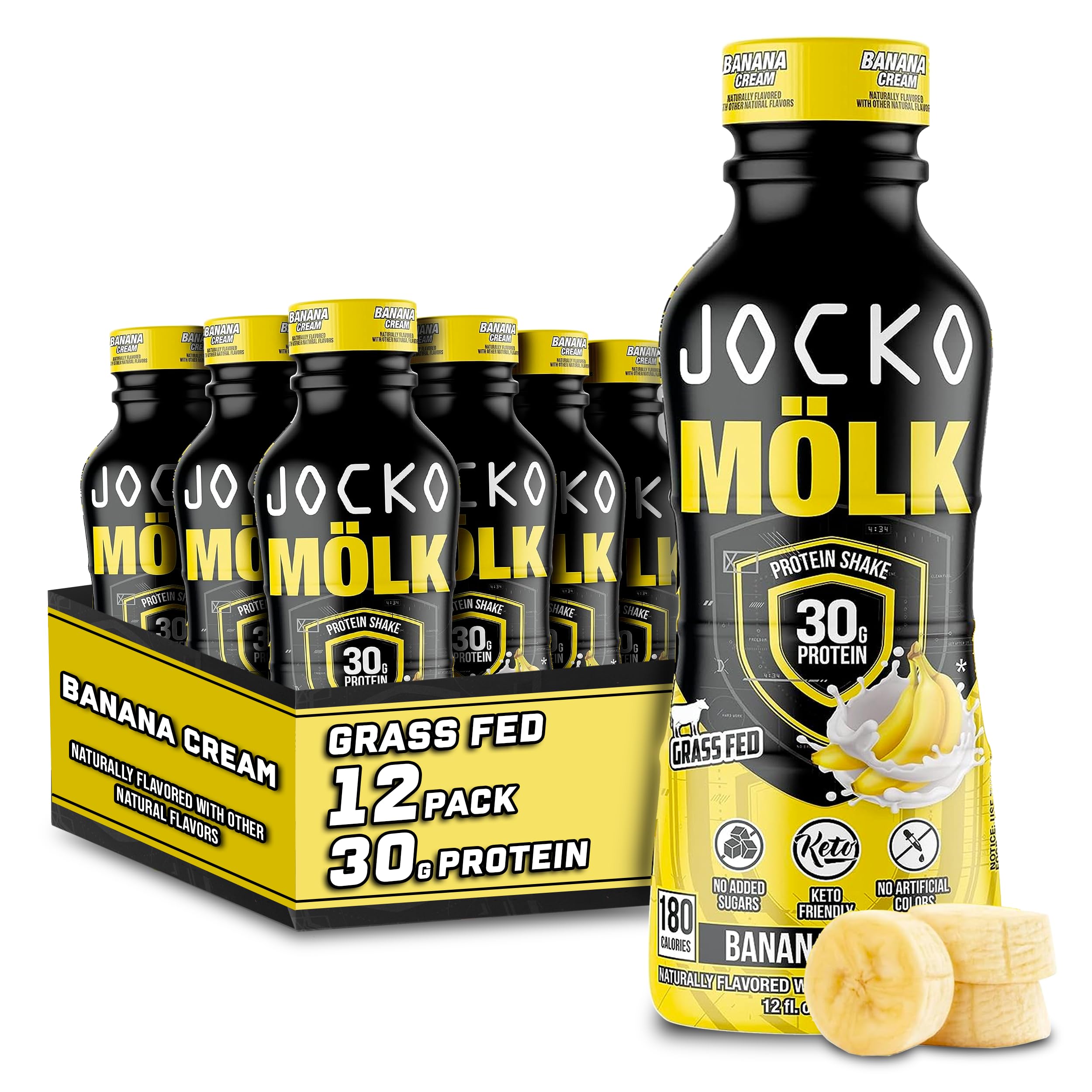 Jocko Mölk boisson protéinée au lait grass-fed Banane Crème, récupération après l’entraînement