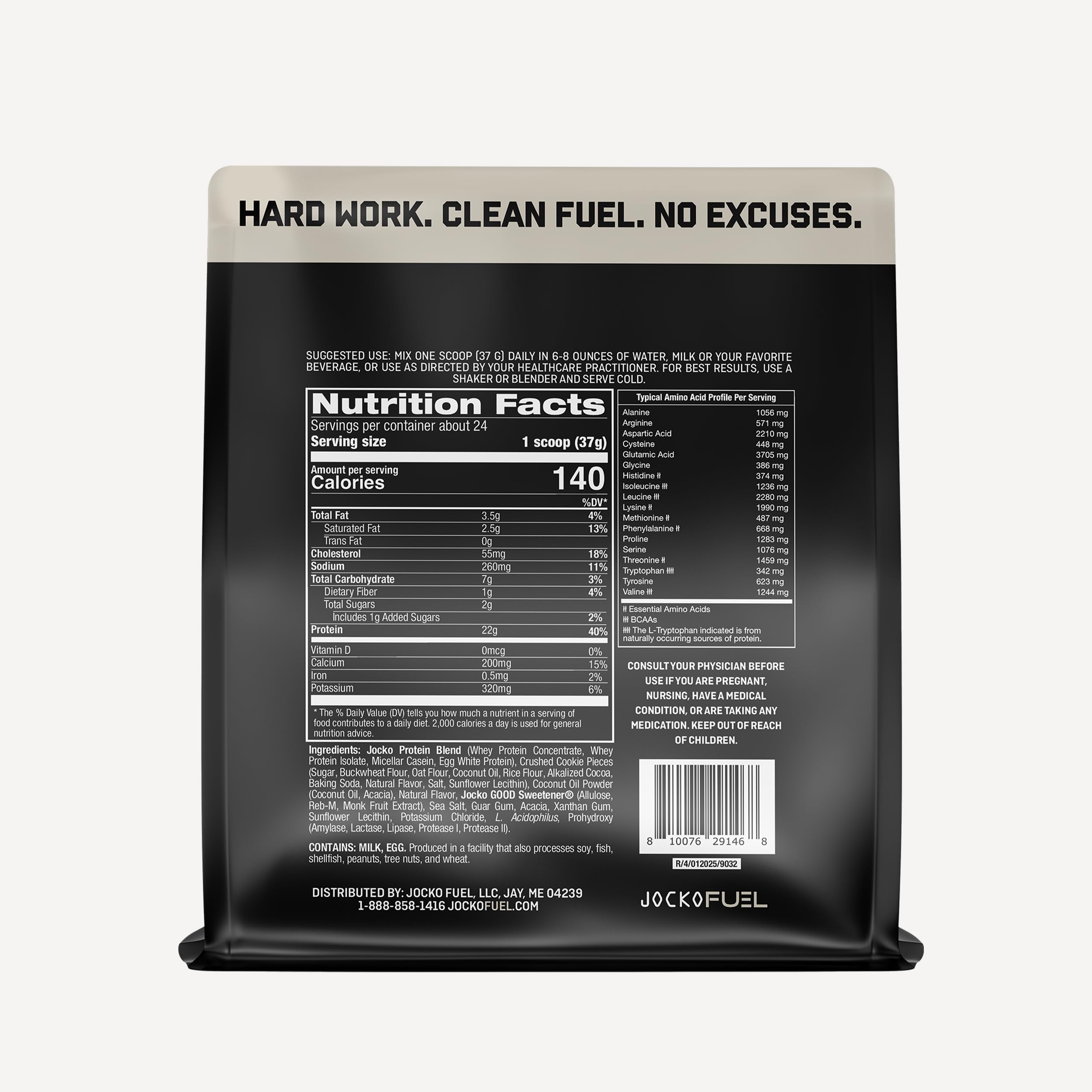 Jocko Fuel Mölk Whey, doseur inclus pour mesurer chaque portion.